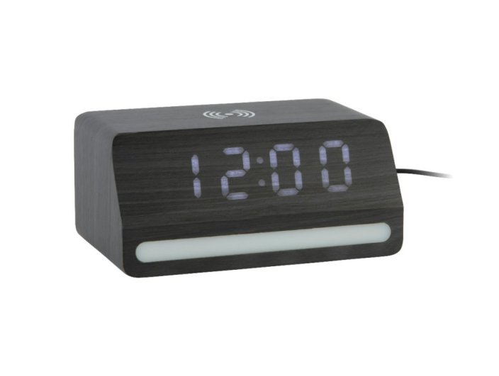 LED hodiny-budík 6078BK Karlsson s nabíječkou smartphonů 16cm