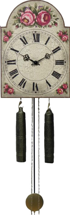 Selské hodiny - motiv na míru - Typ stroje: Hermle - mechanický půlový, dvouzávažový, 8-denní se strunovým bitím