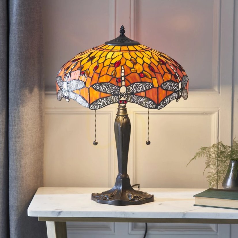 Dragonfly flame stolní lampa Tiffany 64093