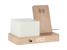 Digitální stolní hodiny 6079WD Karlsson s lampou a nabíječkou smartphonů 20cm