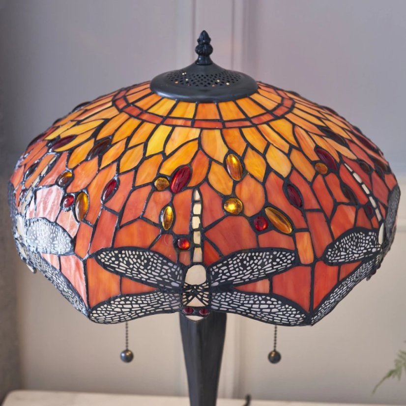 Dragonfly flame stolní lampa Tiffany 64093