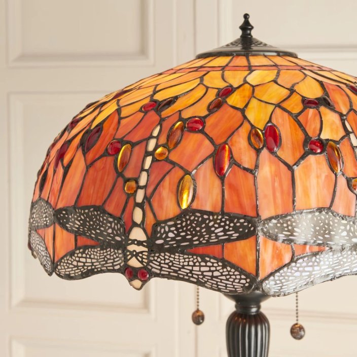 Dragonfly flame podlahová lampa Tiffany 64070