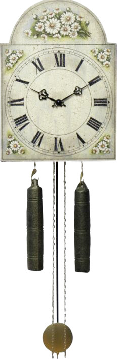 Selské hodiny - motiv na míru - Typ stroje: Hermle - mechanický půlový, dvouzávažový, 8-denní se strunovým bitím