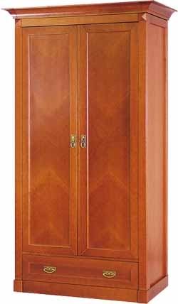 Šatní skříň se zásuvkou a  dřevěnou výplní 02x052 (policová) - Barva: patina