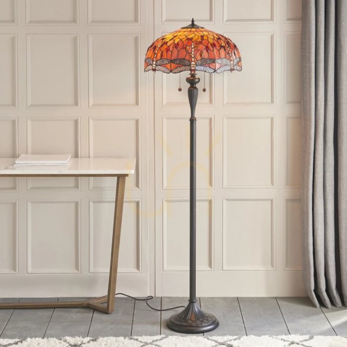Dragonfly flame podlahová lampa Tiffany 64070