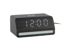 LED hodiny-budík 6078BK Karlsson s nabíječkou smartphonů 16cm